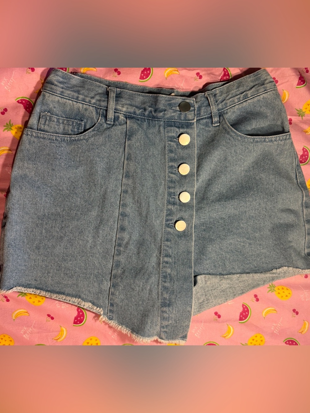 CLOUD TEN Light Blue Denim Button-Front Mini Skirt